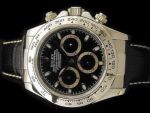 Rolex Daytona Watch SS Black Dial w/ Black leather band